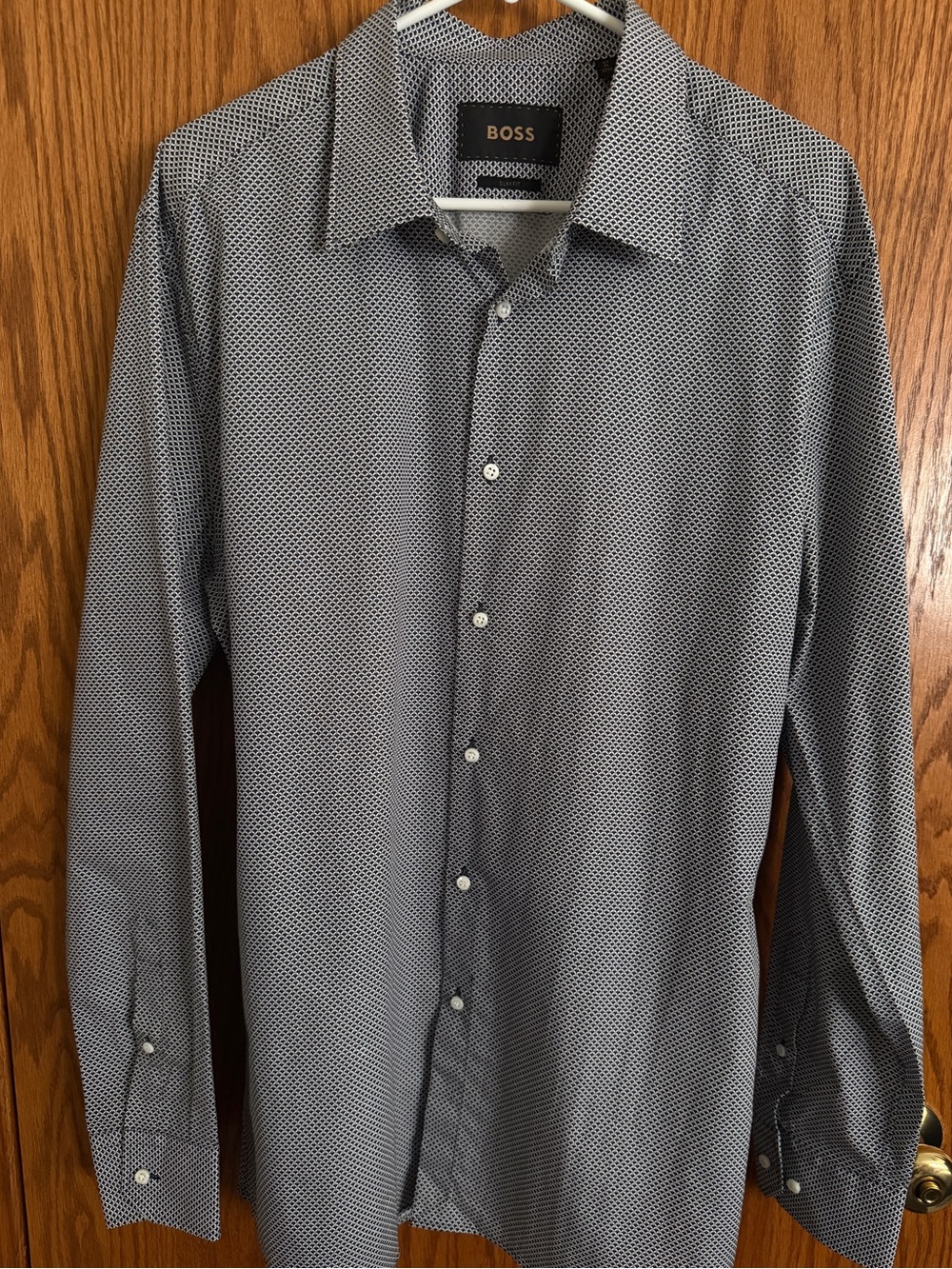 BOSS By Hugo Boss Geometric Button Down Shirt Slim Fit Long Sleeves Men's Sz XL